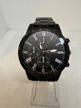 Economicxi Mens Black Dial White Roman Numeral Linked Band Watch New